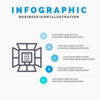 iluminación luz iluminación profesional icono de línea de caja suave con 5 pasos presentación infografía fondo vector