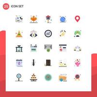 paquete de 25 signos y símbolos de colores planos modernos para medios de impresión web, como elementos de diseño de vectores editables de globo en vivo de mapa de pines