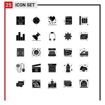 User Interface Pack of 25 Basic Solid Glyphs of password login disease secure medicine Editable Vector Design Elements