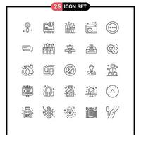 25 Thematic Vector Lines and Editable Symbols of layout seo food dashboard cone Editable Vector Design Elements