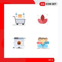 4 Universal Flat Icons Set for Web and Mobile Applications ai database shopping flower server Editable Vector Design Elements