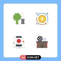 4 paquete de iconos planos de interfaz de usuario de signos y símbolos modernos de elementos de diseño de vector editable móvil de intercambio de árbol de número de conocimiento