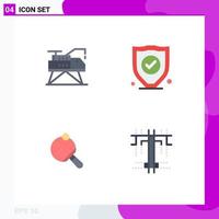 conjunto moderno de 4 iconos y símbolos planos, como la seguridad de la plataforma de la mesa de construcción, elementos de diseño vectorial editables creativos vector
