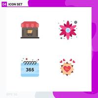 4 Universal Flat Icon Signs Symbols of ecommerce selection store sun flower love Editable Vector Design Elements