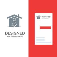 Home House Energy Power Grey Logo Design and Business Card Template vector
