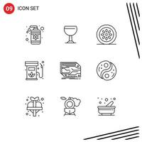 9 Universal Outline Signs Symbols of card gas dinner ecology biodiesel Editable Vector Design Elements