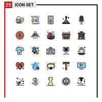 Set of 25 Modern UI Icons Symbols Signs for bluetooth microphone playing mic magnifying glass Editable Vector Design Elements