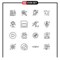 Pack of 16 Modern Outlines Signs and Symbols for Web Print Media such as saint ireland extension cross up Editable Vector Design Elements