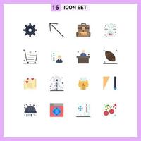 Pack of 16 creative Flat Colors of shop ecommerce business cart experiment Editable Pack of Creative Vector Design Elements