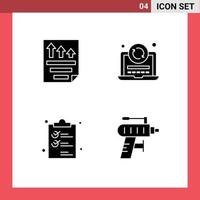 4 iconos creativos signos y símbolos modernos del documento de actualización de papel de clip de datos elementos de diseño vectorial editables vector