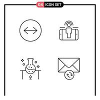 Set of 4 Modern UI Icons Symbols Signs for horizontal swipe science engagement marketing science lab Editable Vector Design Elements