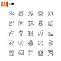 25 Gym icon set vector background