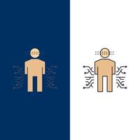 sensor cuerpo datos ciencia humana color plano icono vector