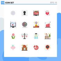 Group of 16 Flat Colors Signs and Symbols for louck online lock webinar e Editable Pack of Creative Vector Design Elements