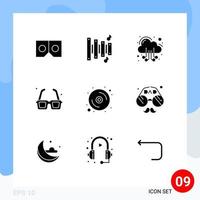 conjunto de 9 iconos de interfaz de usuario modernos signos de símbolos para servidor de computadora de disco parque de día de san valentín elementos de diseño vectorial editables vector