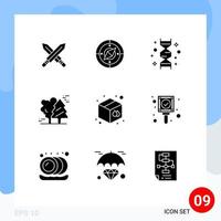 9 User Interface Solid Glyph Pack of modern Signs and Symbols of scandinavia canada chromosome arctic genome Editable Vector Design Elements