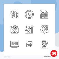 Modern Set of 9 Outlines Pictograph of career arrow business success subscription Editable Vector Design Elements