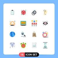 Pack of 16 Modern Flat Colors Signs and Symbols for Web Print Media such as school education diamond question confuse brain Editable Pack of Creative Vector Design Elements