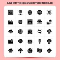 sólido 25 tecnología de datos en la nube y tecnología de red conjunto de iconos diseño de estilo de glifo vectorial iconos negros conjunto web y diseño de ideas de negocios móviles ilustración vectorial vector