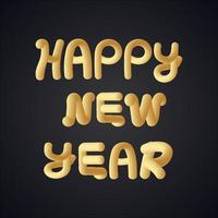 feliz año nuevo diseño 3d, letras de feliz año nuevo en la ilustración de vector de fondo negro.