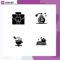 Modern Set of 4 Solid Glyphs and symbols such as briefcase coffee perfume tea house Editable Vector Design Elements