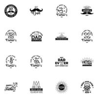 Set of fathers day 16 Black design elements Editable Vector Design Elements