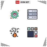 Modern Set of 4 Filledline Flat Colors and symbols such as efficiency fire productivity devices pollution Editable Vector Design Elements