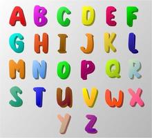 ABC cartoon style colorful alphabet, english letters vector art