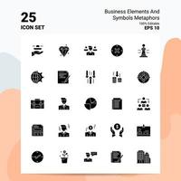 25 elementos de negocios y símbolos conjunto de iconos de metáforas 100 archivos editables eps 10 ideas de concepto de logotipo de empresa diseño de icono de glifo sólido vector