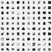 Set of 100 Business Solid Glyph icons vector