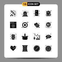 Group of 16 Solid Glyphs Signs and Symbols for app view beauty overview reflection Editable Vector Design Elements