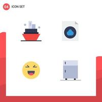 Pack of 4 Modern Flat Icons Signs and Symbols for Web Print Media such as cruise happy cloud chat electric Editable Vector Design Elements