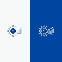 Chart Analytics Graphs Market Schedule Time Trends Line and Glyph Solid icon Blue banner Line and Glyph Solid icon Blue banner vector