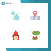 User Interface Pack of 4 Basic Flat Icons of water firemen location fight melon Editable Vector Design Elements
