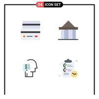 Modern Set of 4 Flat Icons and symbols such as card greece payment citadel list Editable Vector Design Elements