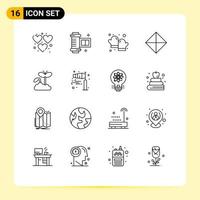 User Interface Pack of 16 Basic Outlines of maturity growth baking symbols sign Editable Vector Design Elements