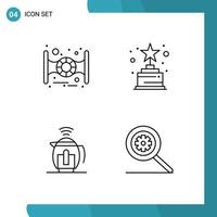 4 User Interface Line Pack of modern Signs and Symbols of space technology achievement tea options Editable Vector Design Elements