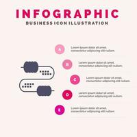 Cable Wire Joint Capacitors Solid Icon Infographics 5 Steps Presentation Background vector