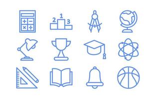 Education Flat Outline Icon Collection vector