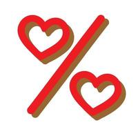 Love percentage. Vector red heart icons.