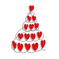 Pyramid of hearts. Wedding cake of hearts. vector