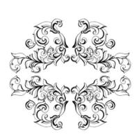 Vector damask vintage baroque scroll ornament swirl. Victorian monogram heraldic shield swirl. Retro floral leaf pattern border foliage antique  acanthus calligraphy engraved tattoo.Tile decor element