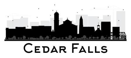 Cedar Falls Iowa skyline black and white silhouette. vector