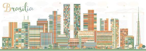 Abstract Brasilia Skyline with Color Buildings. vector