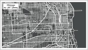 mapa de chicago, illinois, ee.uu. en estilo retro. vector