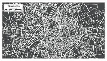 Brussels Belgium Map in Retro Style. vector