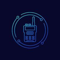 radio set, portable transceiver line vector icon