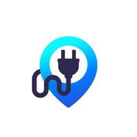 electric plug with pin marker vector logo