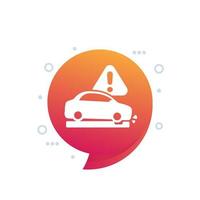 pothole warning icon with a car vector