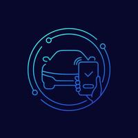 smart lock control for car line icon vector